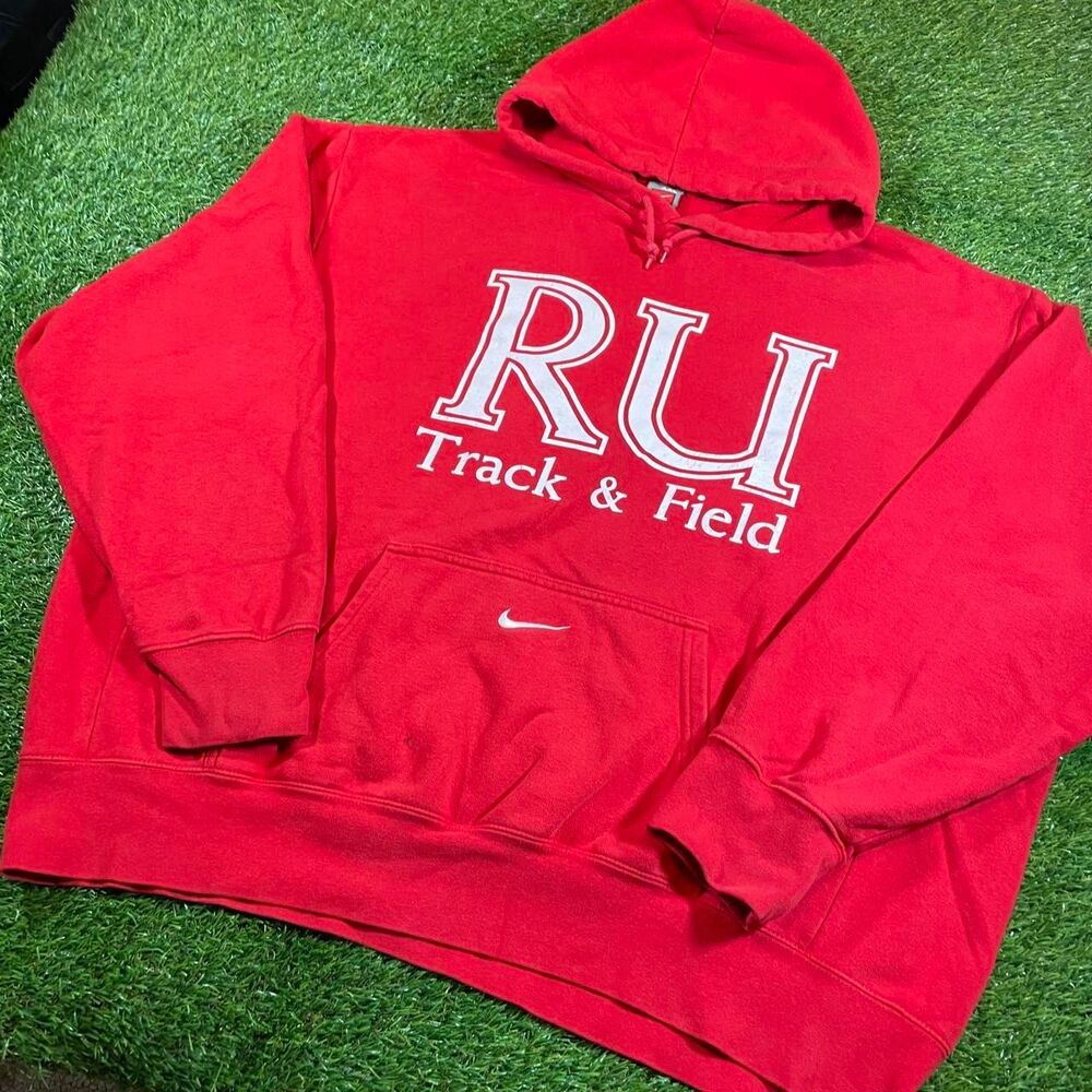 Nike Rutgers Track & Field Hoodie with white text  'RU Track & Field' Size XXL